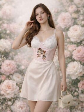 Cupid Cherub Lace Trim Longline Cami Top